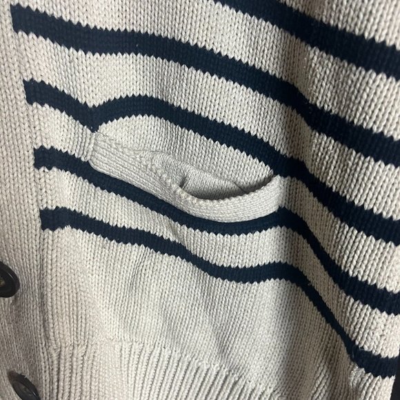 J Crew Cotton Knit Rugby Shawl Cardigan Striped Sweater Size Small Button Down - Picture 2 of 8